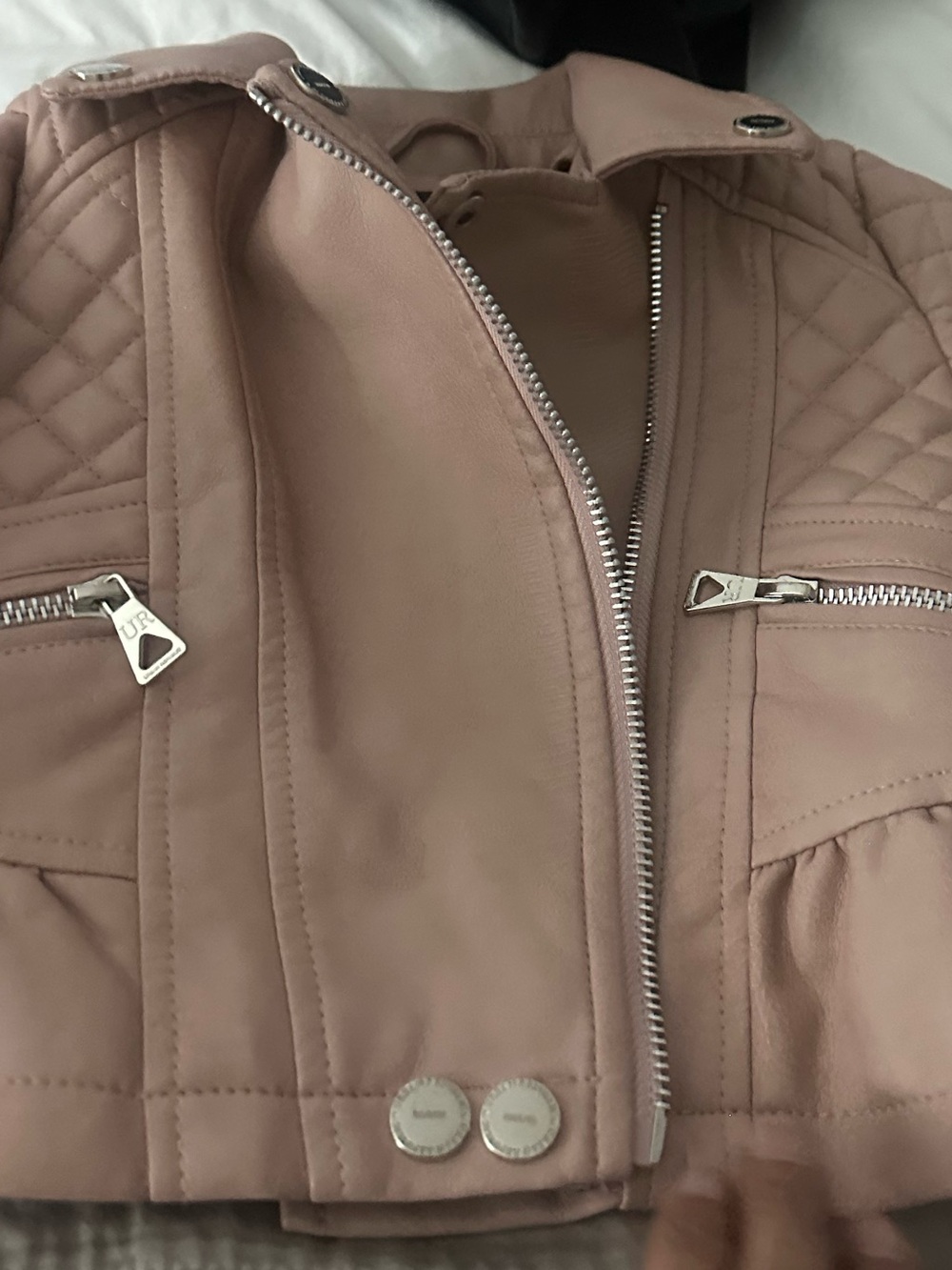 Urban Republic Quilted Peplum Moto Jacket - Blush